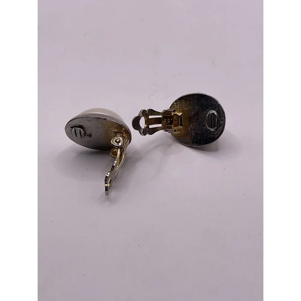 Silver Tone Faux Pearl Light Weight Clip On Earrings